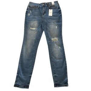 Judy‎ Blue High Waist Skinny Jeans 11/30 Distressed Stretch Denim Color Stitch